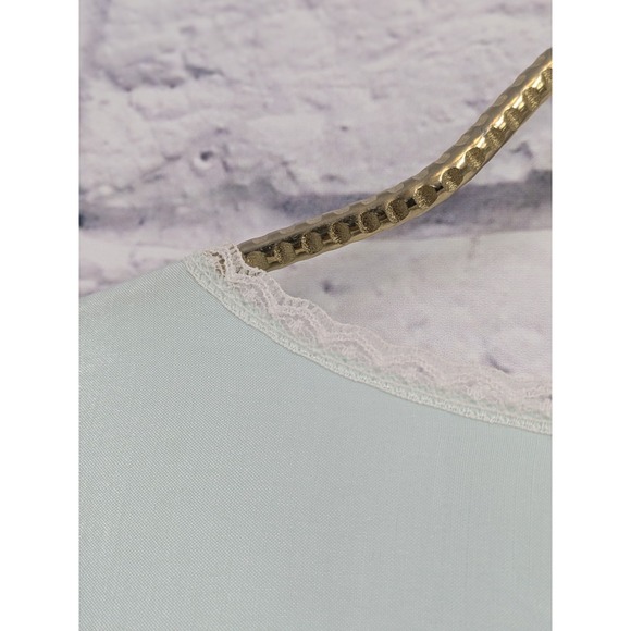 SINGLE STITCH!😍Vntg Barbizon Nightgown M Pale Mint Satin Embroidered Lace Trim - Picture 16 of 16